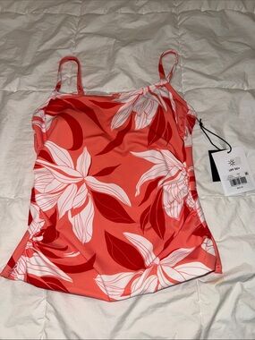 Women’s Coral Floral Swim Camisole with Adjustable Straps